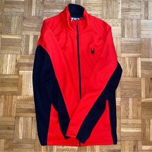 Spider zip up sweater/jacket. Red and black. Mens XL